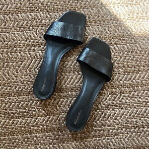 Reformation Black Block Heel Sandals
